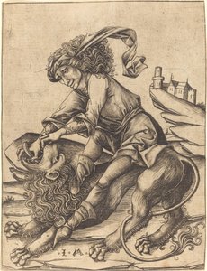 Samson og løven av Israhel van Meckenem