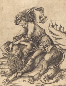 Samson og løven, ca. 1475. av Israhel van Meckenem