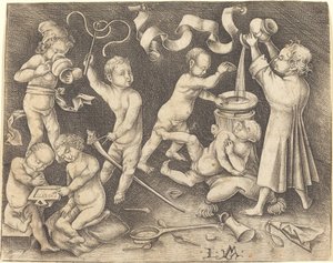 Syv barn i lek, ca. 1490. av Israhel van Meckenem