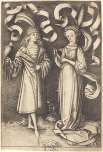 Falconer og Noble Lady, ca. 14951503. av Israhel van Meckenem