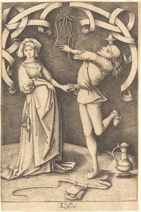 Gjøgleren og kvinnen, ca. 14951503. av Israhel van Meckenem