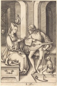 Lutespilleren og sangeren, ca. 14951503. av Israhel van Meckenem