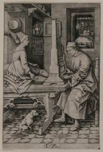 Orgelspilleren og hans kone, 1495-1503. av Israhel van Meckenem