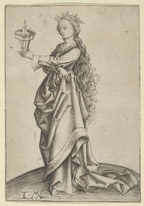 Den tredje vise jomfru, ca. 1450-1503. av Israhel van Meckenem