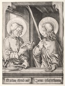De tolv apostlene ved gotiske vinduer: St. Matthias og St. Judas Thaddaeus av Israhel van Meckenem