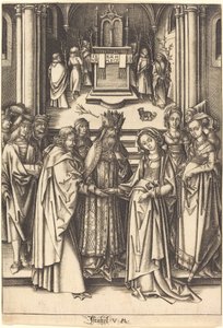 Jomfruens ekteskap av Israhel van Meckenem after Hans Holbein the Elder