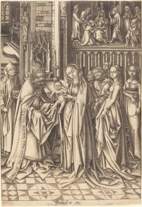 Presentasjonen i tempelet av Israhel van Meckenem after Hans Holbein the Elder