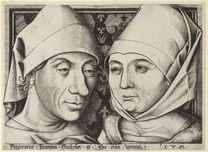 Selvportrett med kona Ida, ca. 1490