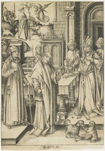 Yppersteprest som nekter Joachims offer, ca. 1490-1500 av Israhel van Meckenem the younger