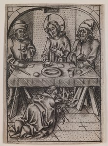 Maria Magdalena vasker Kristi føtter, ca. 1500 (gravering) av Israhel van the younger Meckenem