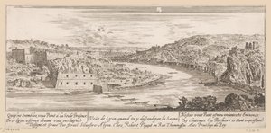Utsikt over Lyon i en sving av Saône Veue de Lyon quand on y descend par la Saone (tittel på objekt)