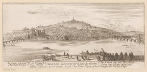 Utsikt over Lyon fra banken ved Celestine-klosteret Veue de Lyon quand on est sur les quais des Celestins (tittel på objekt)