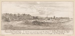 Utsikt fra Rhinen på Lyon Veue de Lyon quand on y monte par le Rosne (tittel på objekt)