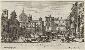 Utsikt over en del av Piazza Navona i Roma av Israël Silvestre