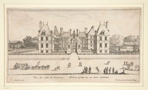 Utsikt over Chateau Liencourt: The Forecourt av Israël Silvestre