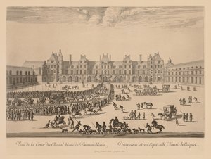 Utsikt over Cour du Cheval-Blanc i Fontainebleau, 1667. av Israël Silvestre