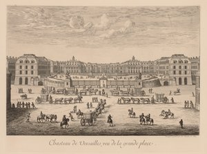 Utsikt over slottet i Versailles, sett fra Grande Place