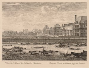 Utsikt over Tuileries-palasset og hagene, fra kaisiden
