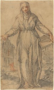 Kvinnelig hellig (Saint Clare of Assisi eller Saint Catherine of Siena?) av Italian 17th Century