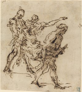 Figurer som bærer en kropp av Italian 17th Century