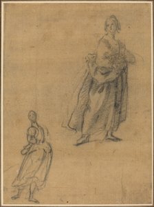 To studier av en stående kvinne av Italian 17th Century