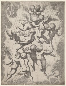 En gruppe engler i ære av Italian 17th Century, after Guido Reni, after Luca Cambiaso