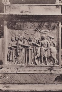 Ara Del Tempio Di Mercurio Di Vespasiano, alteret til Mercurs eller Vespasians tempel (s/hv-bilde) av Italian Photographer