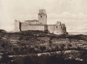 Assisi: La Rocca, 1300-tallet (s/hv-bilde) av Italian Photographer