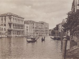Canal Grande E Palazzo Browning (s/hvitt bilde) av Italian Photographer