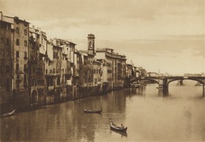 Firenze / Firenze: Utsikt over Arno med Ponte a S Trinita (s/h-bilde) av Italian Photographer