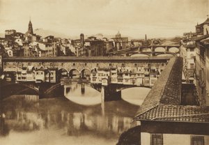 Firenze / Firenze: Utsikt over Lungarno med broene, Vecchio, S Trinita, Carraia og di Ferro alle Cascine (s/h foto) av Italian Photographer
