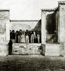 Giuseppe Garibaldi med Giuseppe Fiorelli på besøk i Pompeii av Italian Photographer