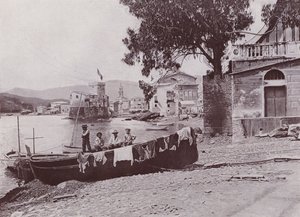 Italia: Rapallo, havnen (s/hvitt bilde)