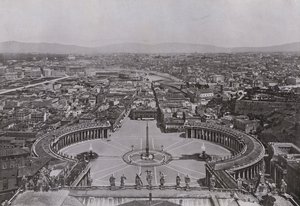 Italia: Roma, panorama tatt fra kuppelen til Peterskirken (s/hvitt-bilde) av Italian Photographer