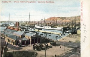 Ponte Federico Guglielmo og fergeterminalen, Genova av Italian Photographer