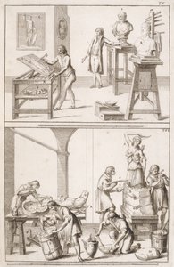 A Sculptors Studio, ca. 1800 av Italian School