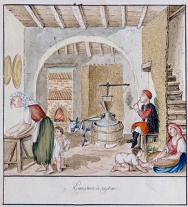 Et rustikk interiør i Cagliari, trykk ms. 258, Luzzetti-samlingen av Italian School