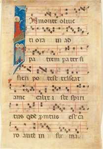 Agony in the Garden, historisk initial I på et blad fra en opplyst manuskriptkorbok (vellum) av Italian School