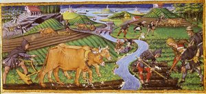 Jordbruk på begynnelsen av 1400-tallet. Biblioteca Riccardiana, Firenze. av Italian School