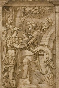 Alexander klipper den gordiske knuten av Italian School