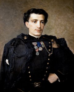 Alfredo Savio, artillerioffiser, deltok i uavhengighetskrigen 1859–60 (olje på lerret) av Italian School