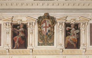 Allegoriske figurer og våpenskjold fra Marino-familien av Italian School
