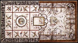 Alternative design for et nyklassisk tak, ca. 1800 (penn og blekk og akvarell på papir) av Italian School