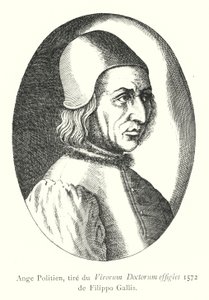 Ange Politien, tire du portrait of Doctor Men, 1572 av Filippo Galli (gravering) av Italian School