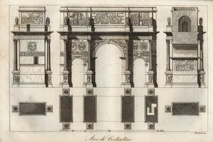Konstantinbuen i Roma (315 e.Kr.) - gravering fra "" skikker og tradisjoner til alle folkeslag i universet. Det vil si historien om regjeringen, lovene, militsen, om religionen til alle nasjoner fra de fjerneste tider til i dag "1856 av Italian School