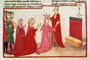 Erkebiskop av Milano kroner Henry VII og hans kone av Italian School