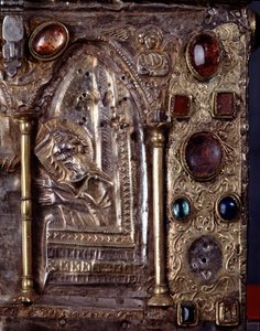 Ark of Barbarossa, med scener fra døperen Johannes (tre, sølvblad og steiner av Italian School