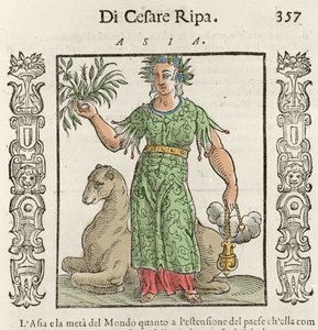 Asiatisk allegori med en kamel. Gravering fra "" Iconologia"" av Cesare Ripa (1550 rundt 1622) av Italian School