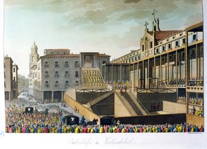 Auto da Fe i Valladolid, fra Le Costume Ancien et Moderne av Jules Ferrario, gravert av Bramati og Raineri, utgitt i Milano, ca. 1820 av Italian School