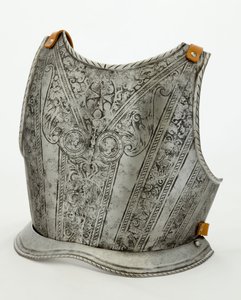 Bakplate for en barnerustning fra Arsenal of the Medici, ca. 1575 med senere endringer (etset jern med restaurert lær) av Italian School